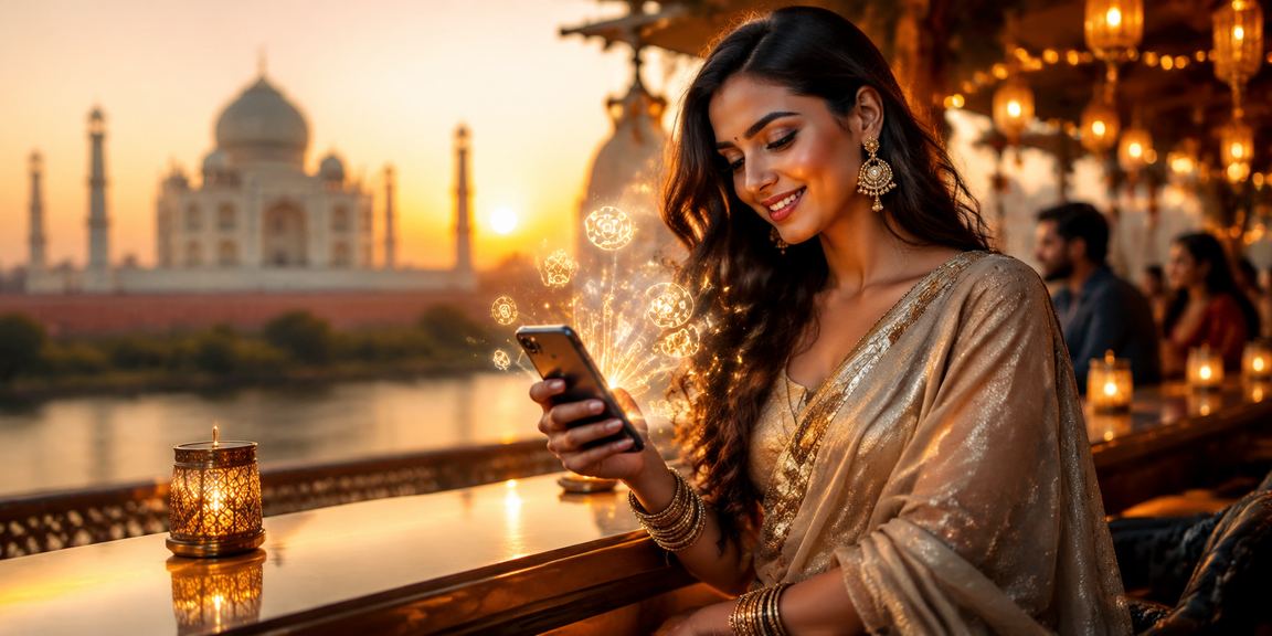 Excited Indian cricket fans enjoying live action on mobile